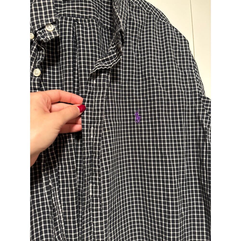 Ralph Lauren XL Custom Fit Black White Check Shirt - Picture 3 of 8